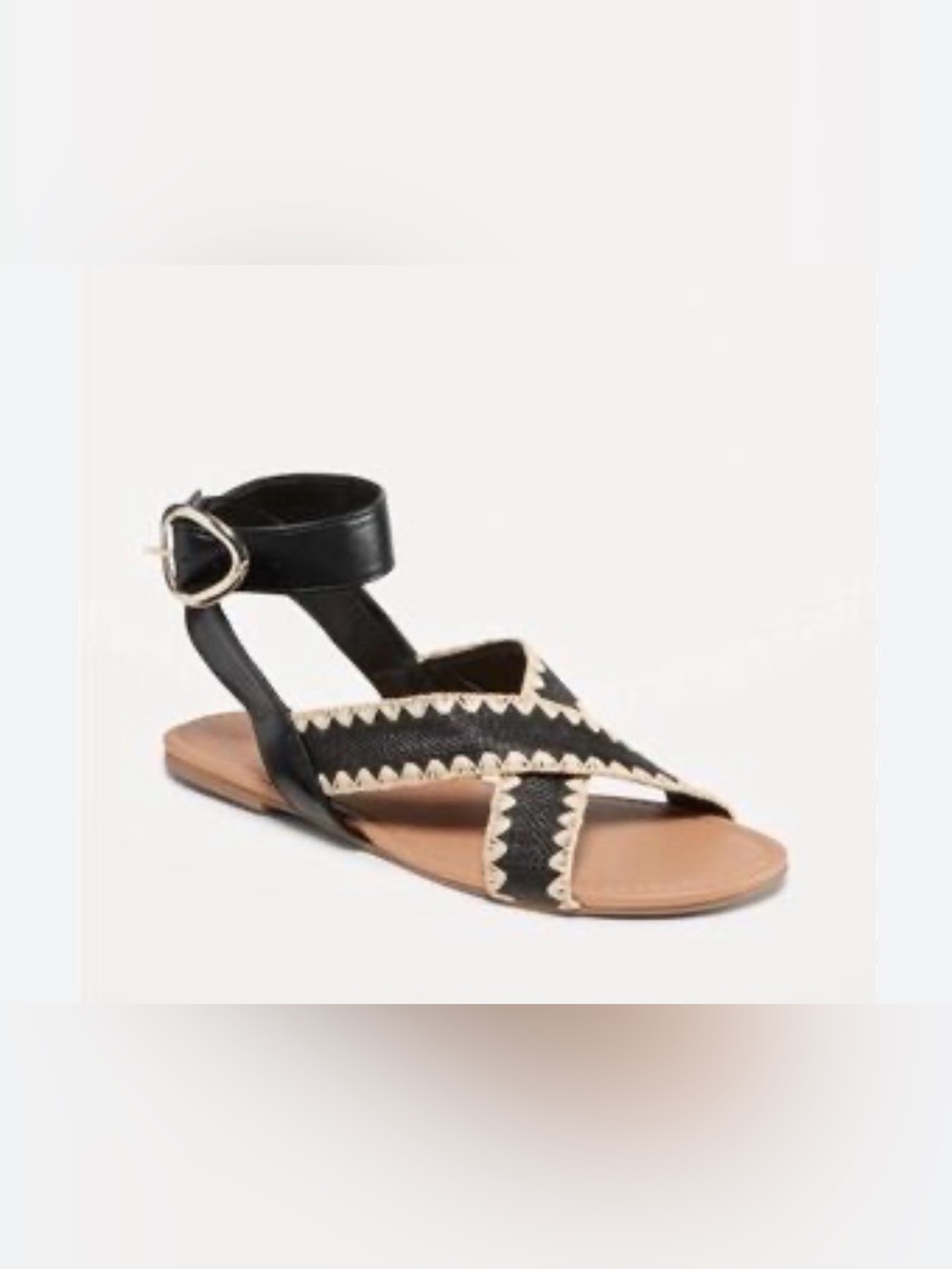 Black and Cream Women's Strappy Sandal